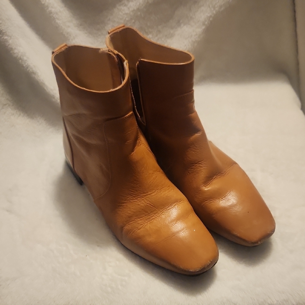 Ali Macgraw Women's Tan Leather Ankle‎ Boots Size 8.5